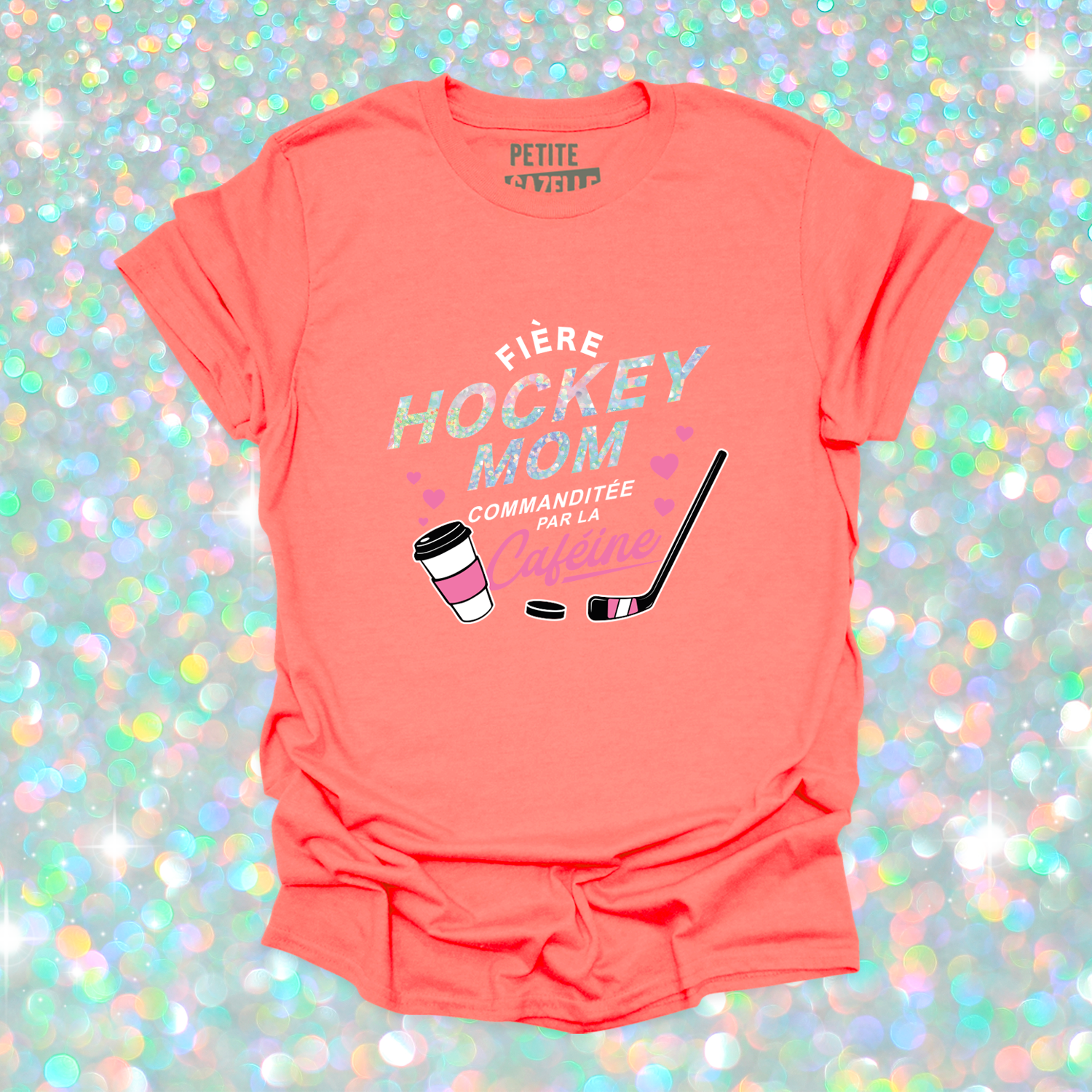 T-SHIRT COL ROND | Hockey mom (Holographique)