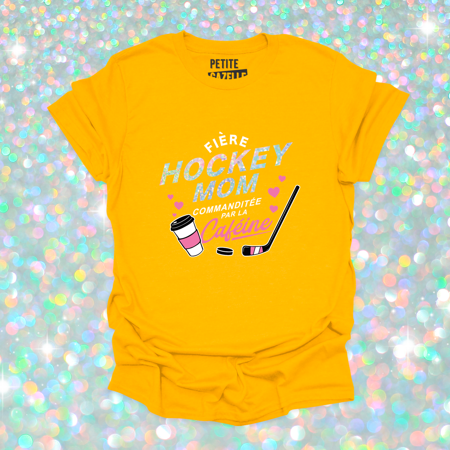 T-SHIRT COL ROND | Hockey mom (Holographique)