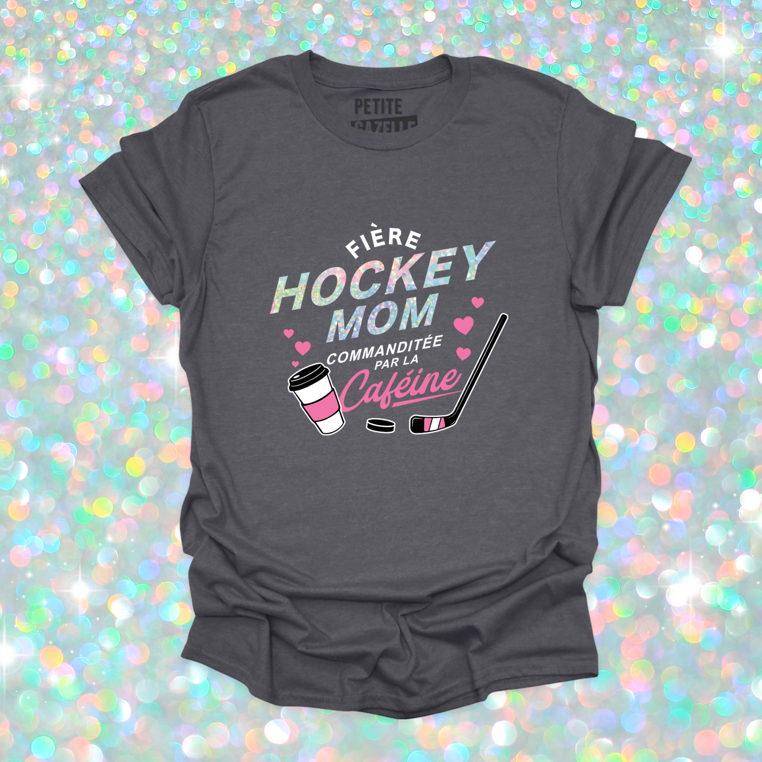 T-SHIRT COL ROND | Hockey mom (Holographique)