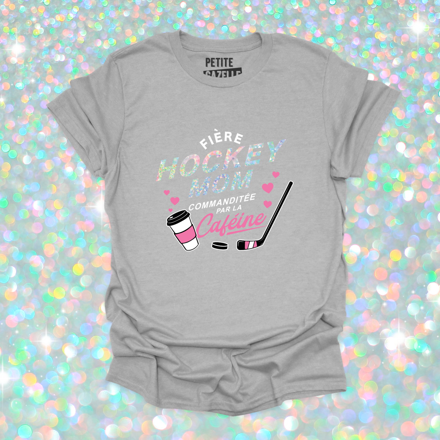 T-SHIRT COL ROND | Hockey mom (Holographique)