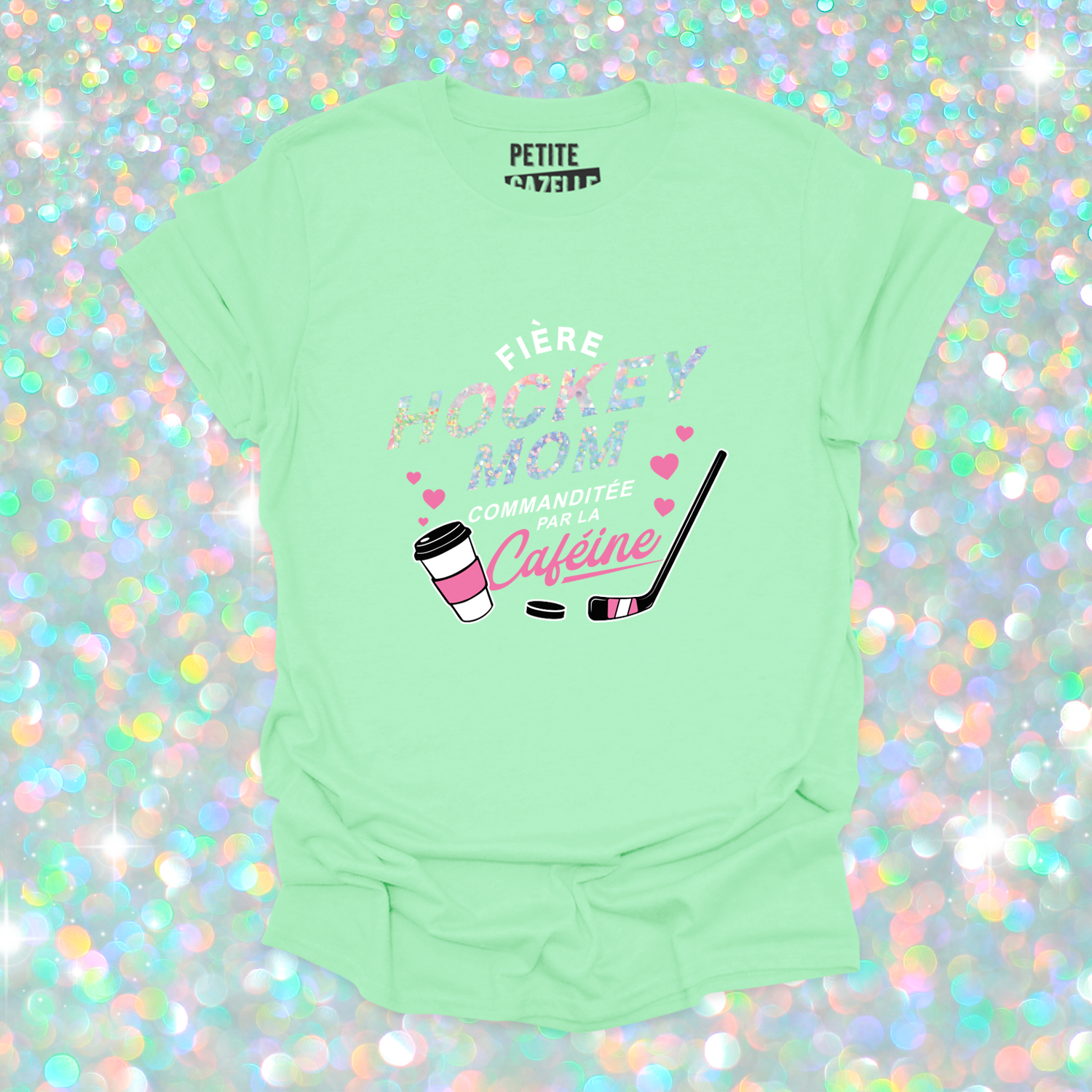 T-SHIRT COL ROND | Hockey mom (Holographique)