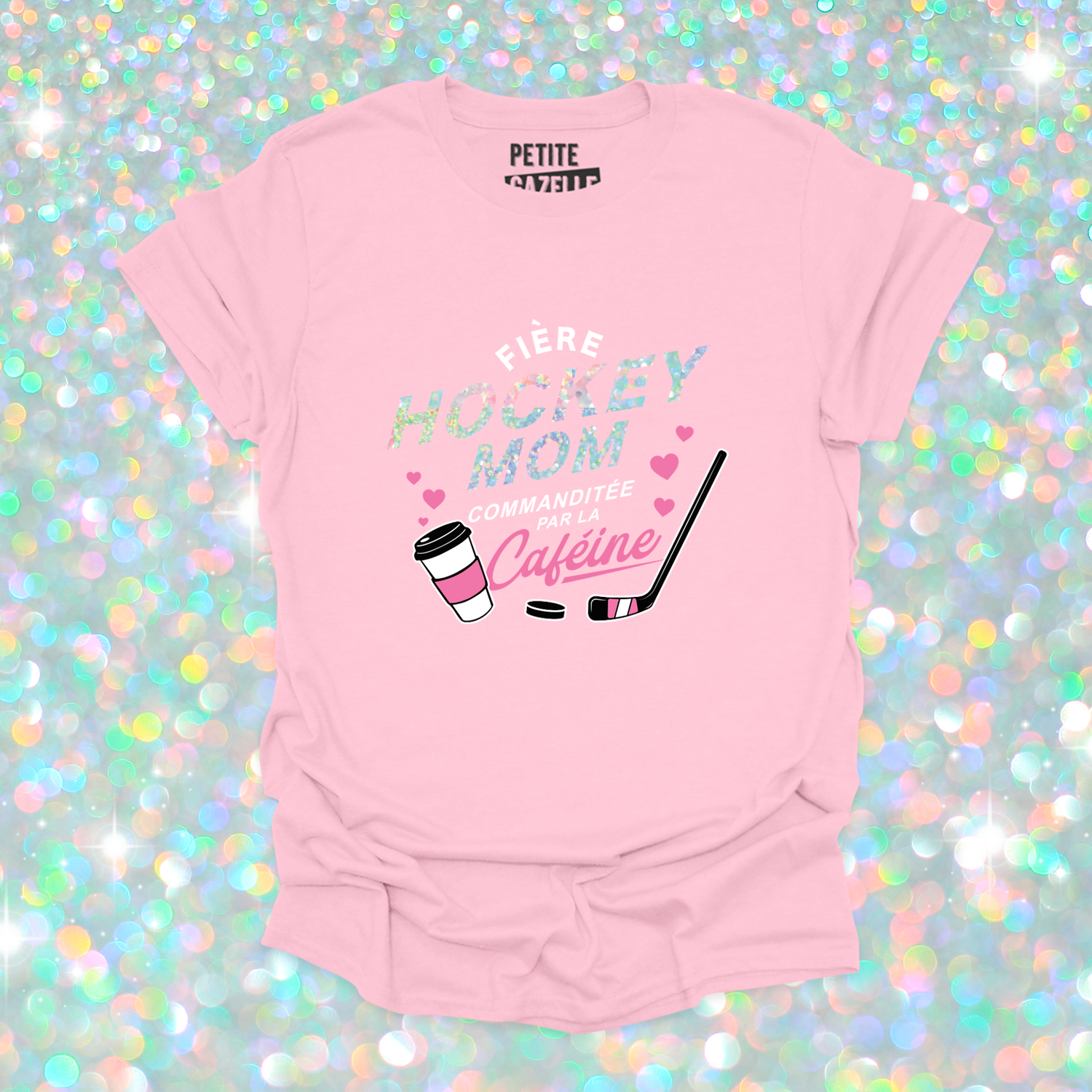 T-SHIRT COL ROND | Hockey mom (Holographique)