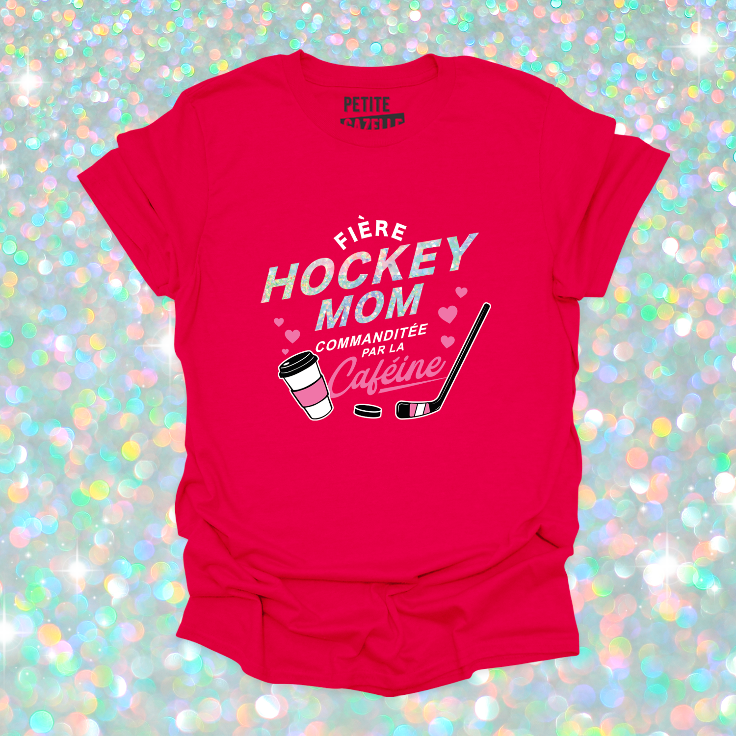 T-SHIRT COL ROND | Hockey mom (Holographique)