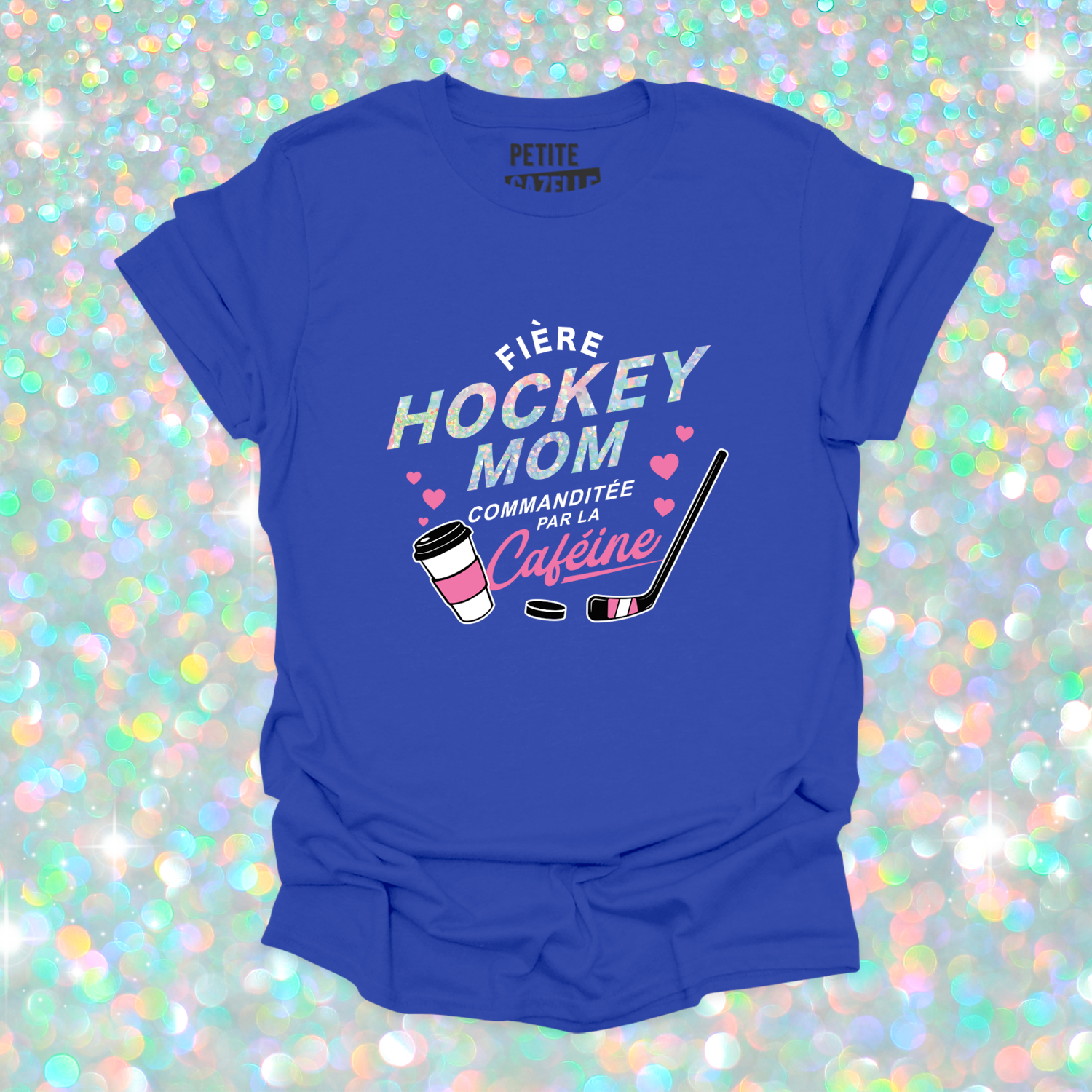 T-SHIRT COL ROND | Hockey mom (Holographique)