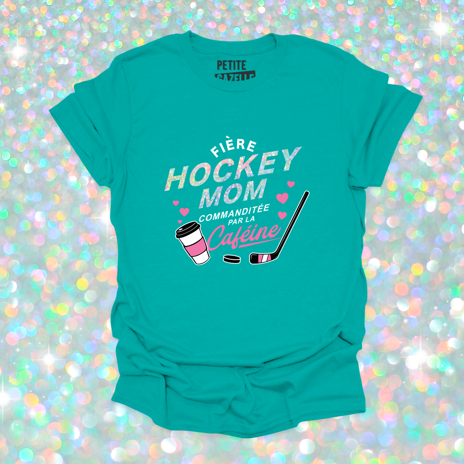 T-SHIRT COL ROND | Hockey mom (Holographique)