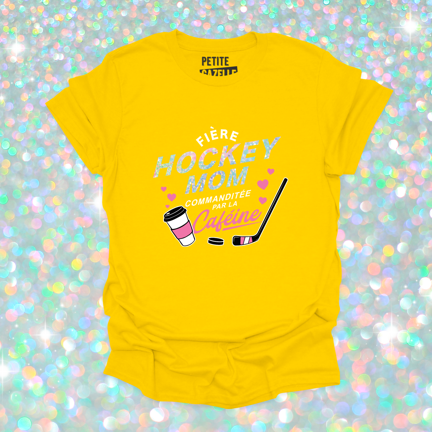 T-SHIRT COL ROND | Hockey mom (Holographique)