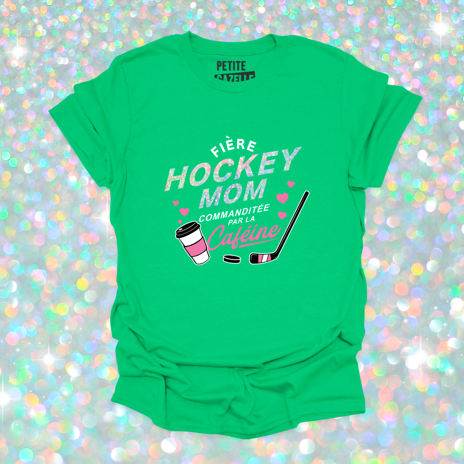 T-SHIRT COL ROND | Hockey mom (Holographique)