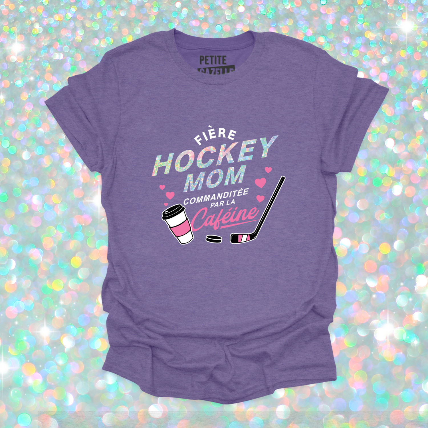 T-SHIRT COL ROND | Hockey mom (Holographique)