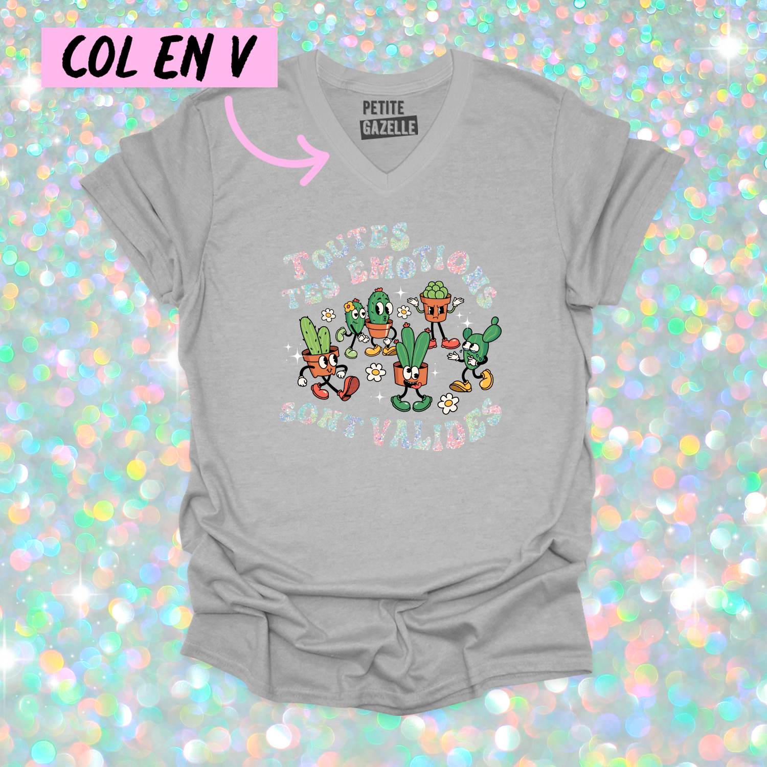 TSHIRT COL en V | Toutes tes emotions sont valides (Holographique)