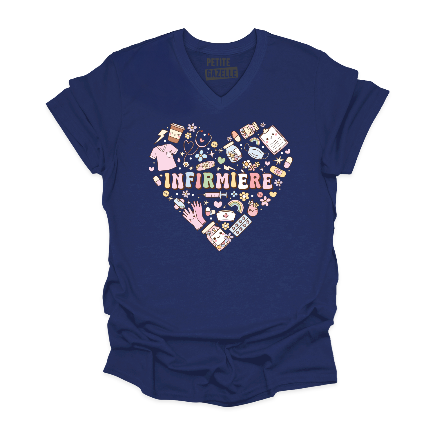 TSHIRT COL en V | Infirmière Coeur