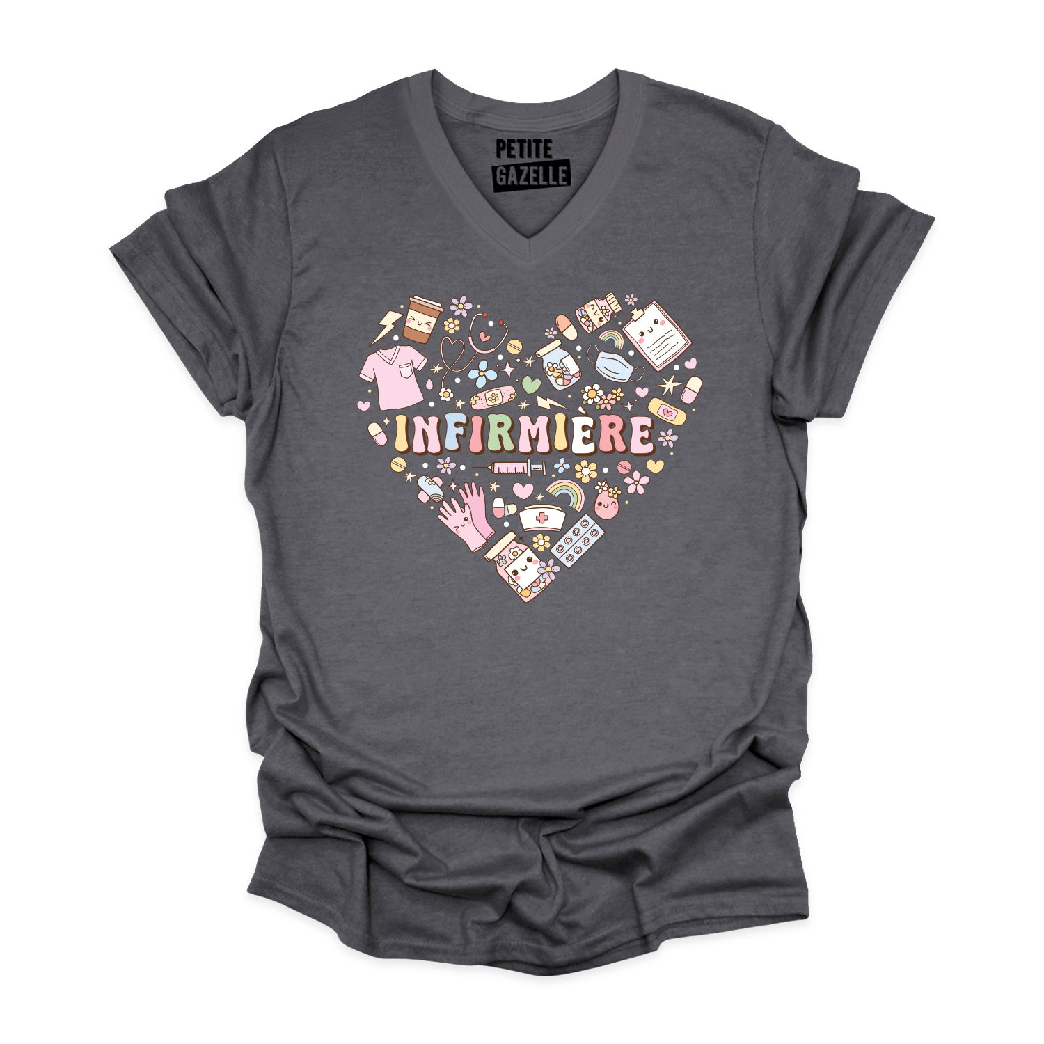 TSHIRT COL en V | Infirmière Coeur