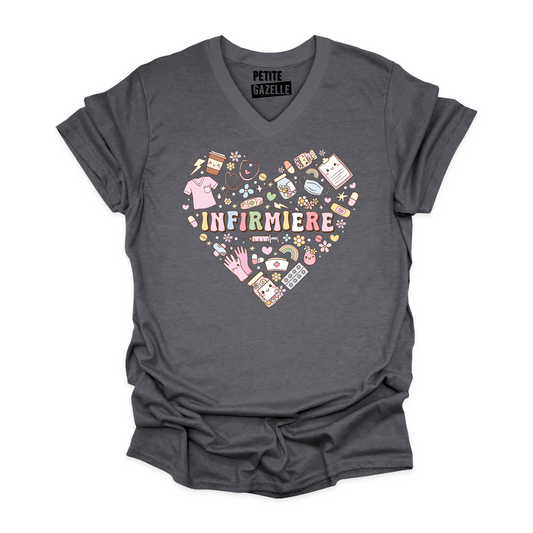 TSHIRT COL en V | Infirmière Coeur