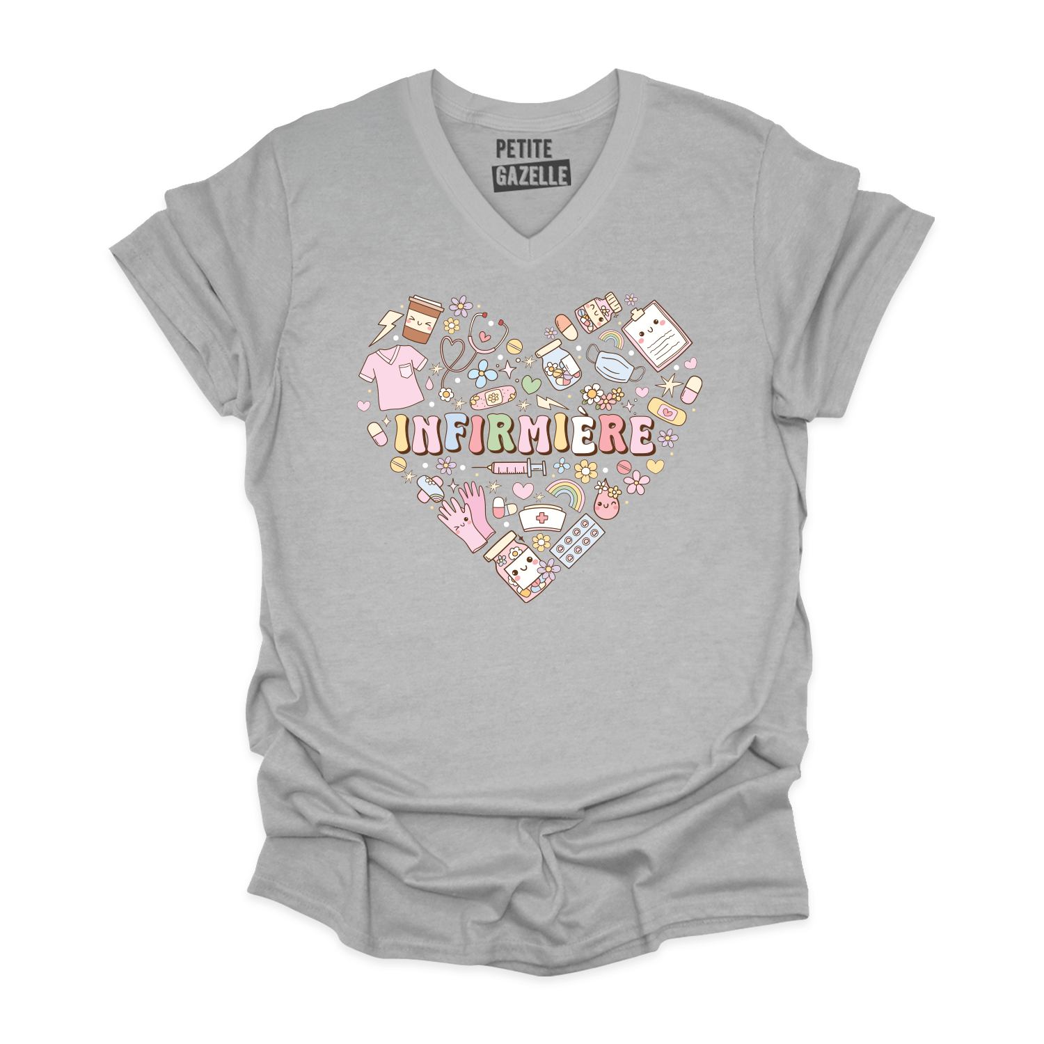TSHIRT COL en V | Infirmière Coeur