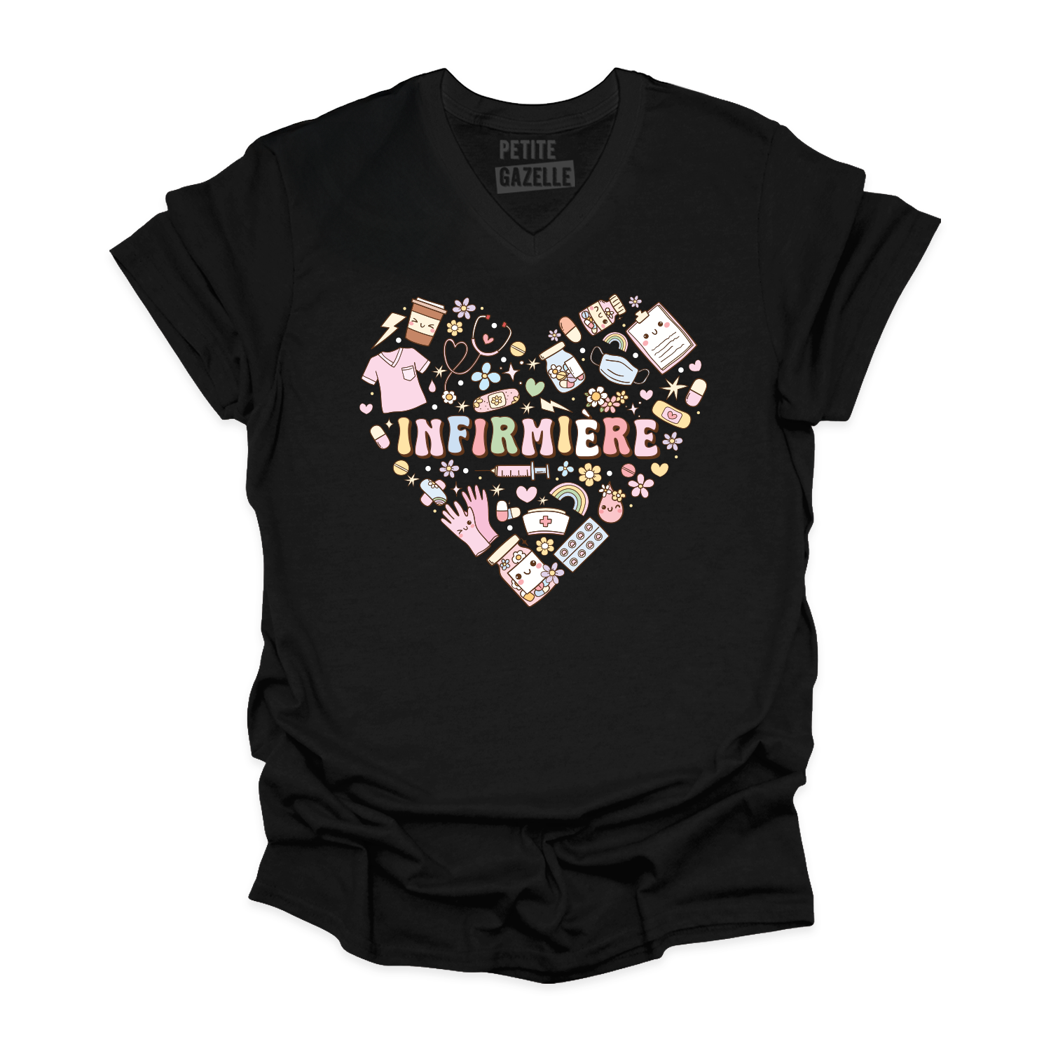 TSHIRT COL en V | Infirmière Coeur