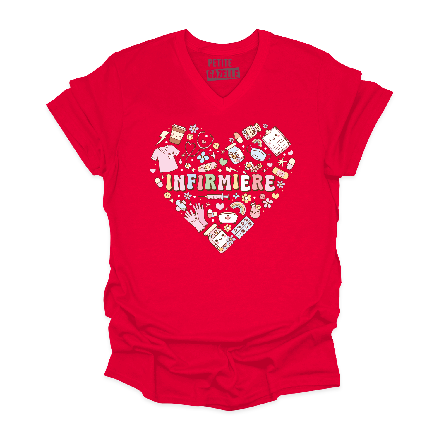 TSHIRT COL en V | Infirmière Coeur