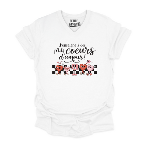 TSHIRT COL en V | J'enseigne à des p'tits coeurs