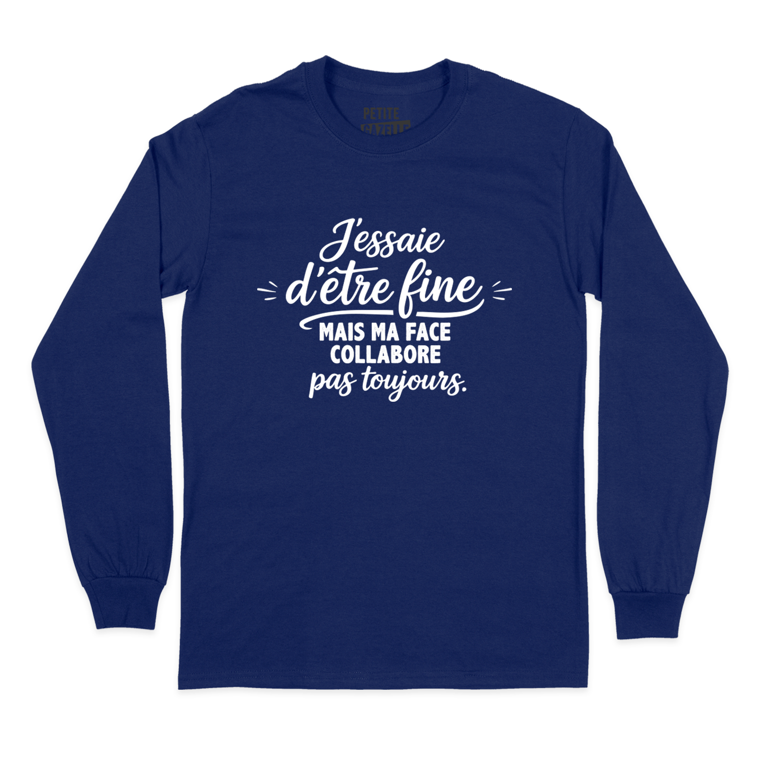 T-SHIRT À MANCHES LONGUES | J'essaie d'être fine mais ma face collabore pas toujours.