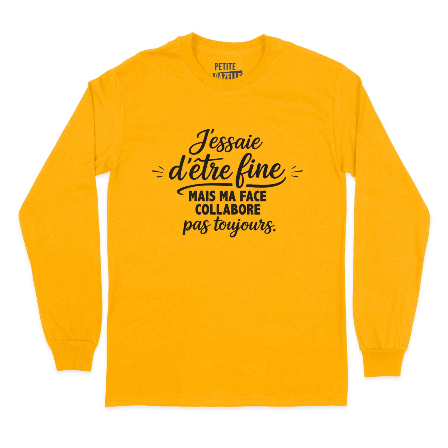 T-SHIRT À MANCHES LONGUES | J'essaie d'être fine mais ma face collabore pas toujours.