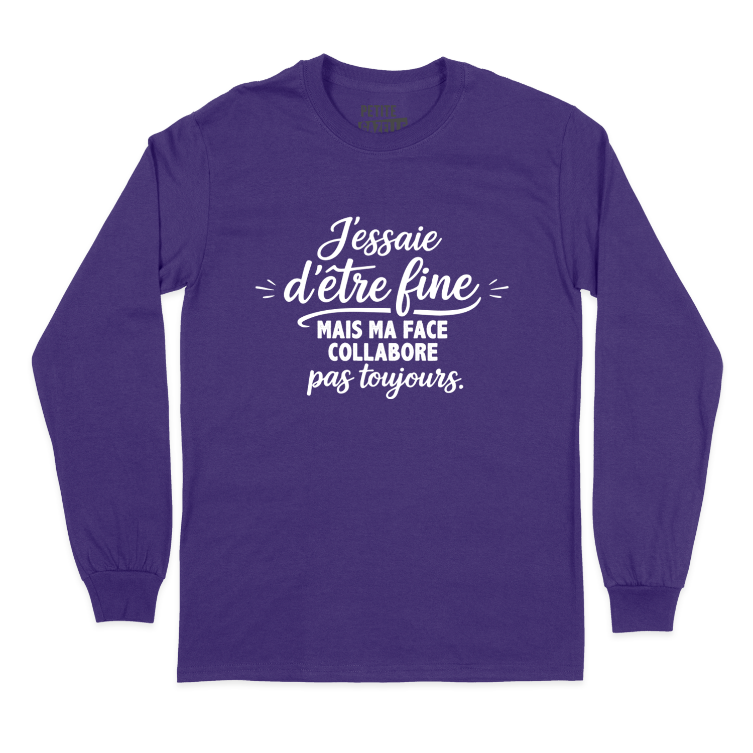 T-SHIRT À MANCHES LONGUES | J'essaie d'être fine mais ma face collabore pas toujours.