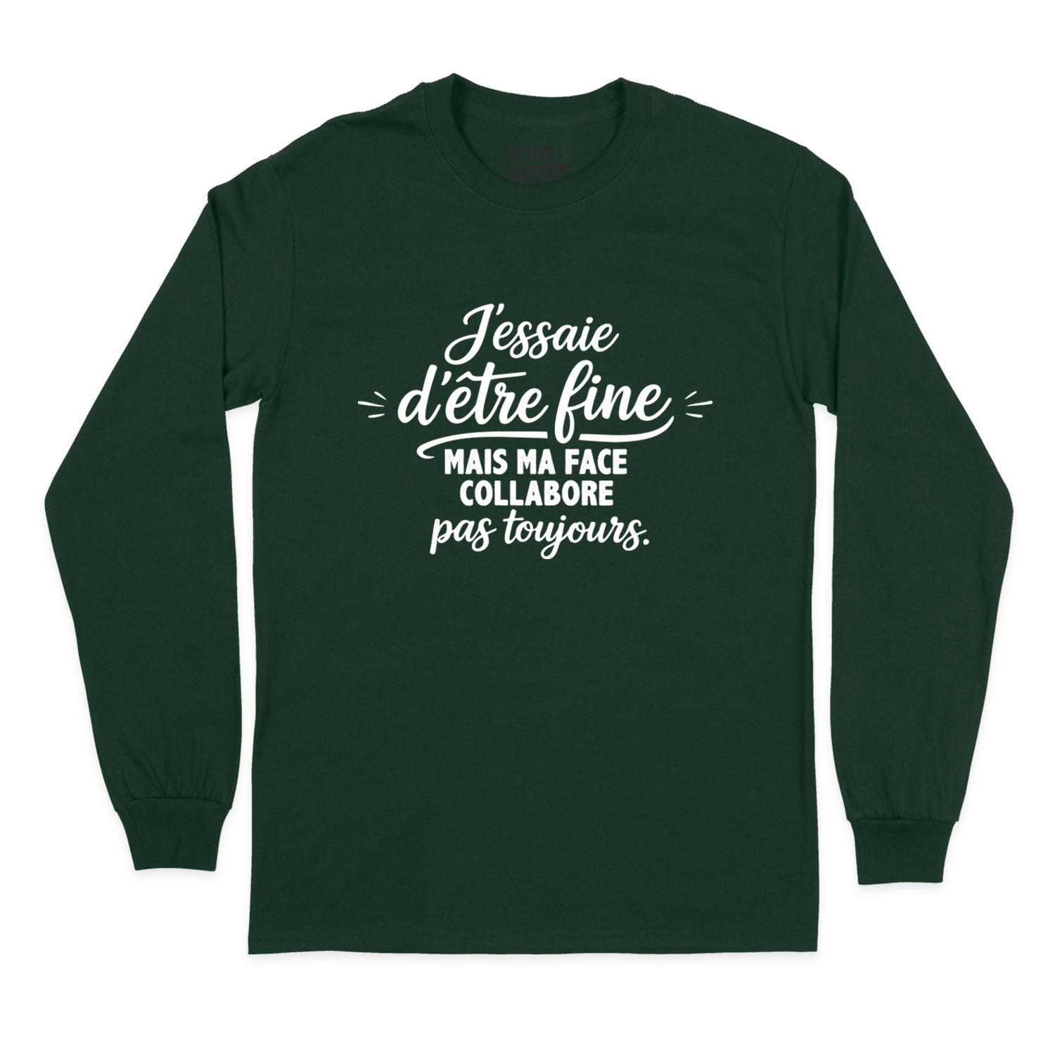 T-SHIRT À MANCHES LONGUES | J'essaie d'être fine mais ma face collabore pas toujours.