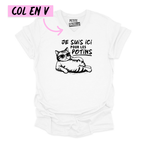 TSHIRT COL en V | Je suis ici pour les potins