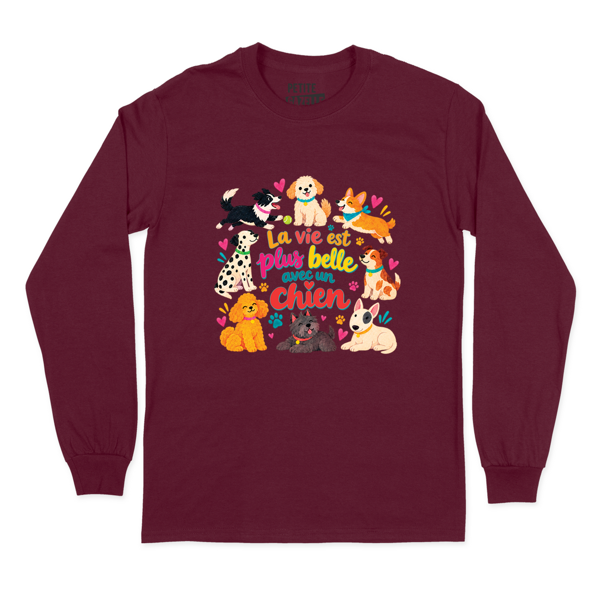 T-SHIRT À MANCHES LONGUES | La vie est plus belle avec un chien