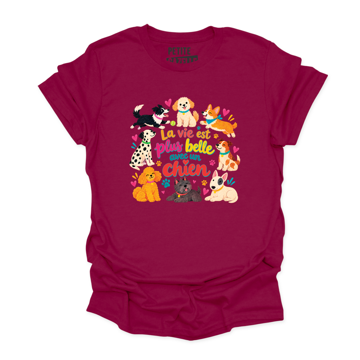 T-SHIRT COL ROND | La vie est plus belle avec un chien