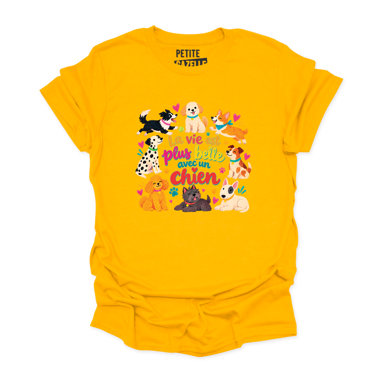 T-SHIRT COL ROND | La vie est plus belle avec un chien