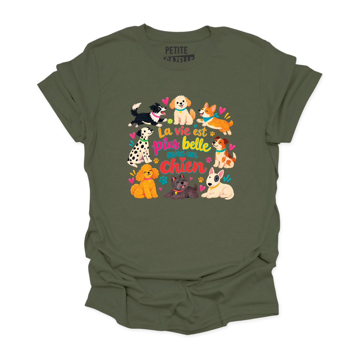 T-SHIRT COL ROND | La vie est plus belle avec un chien