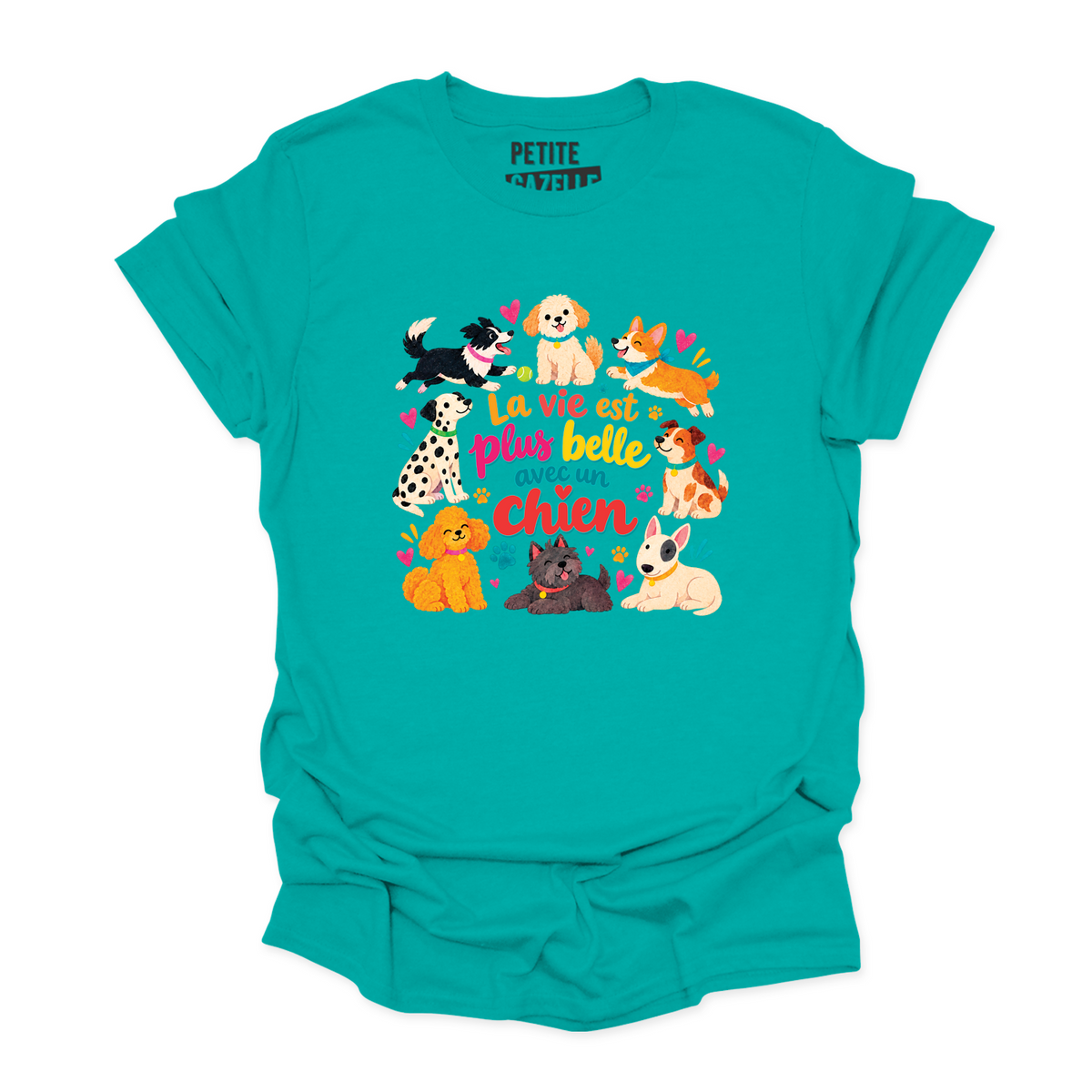 T-SHIRT COL ROND | La vie est plus belle avec un chien