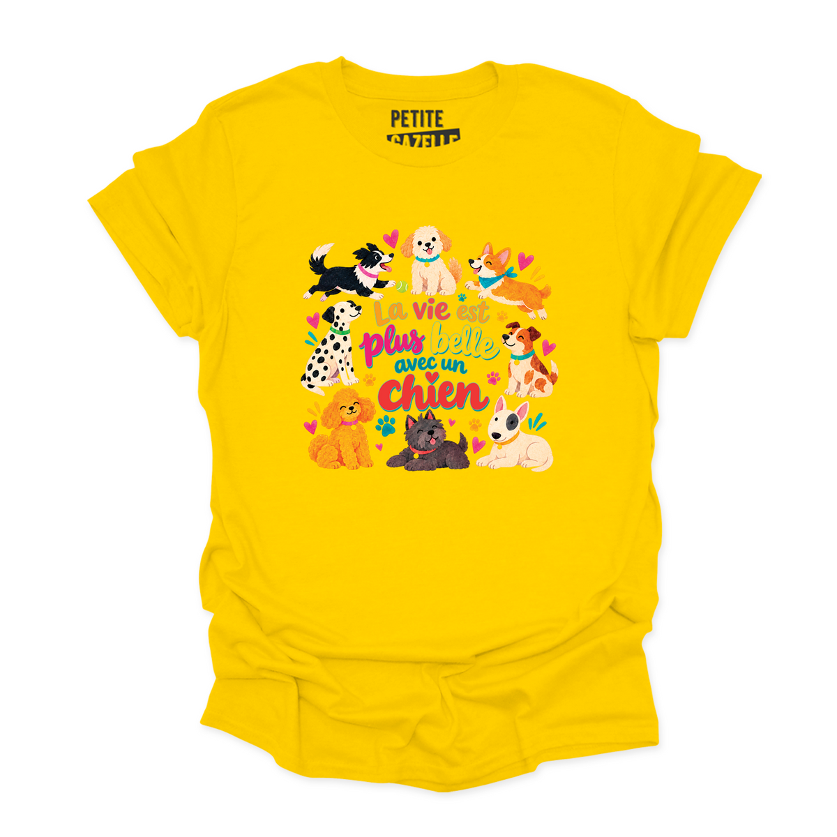 T-SHIRT COL ROND | La vie est plus belle avec un chien
