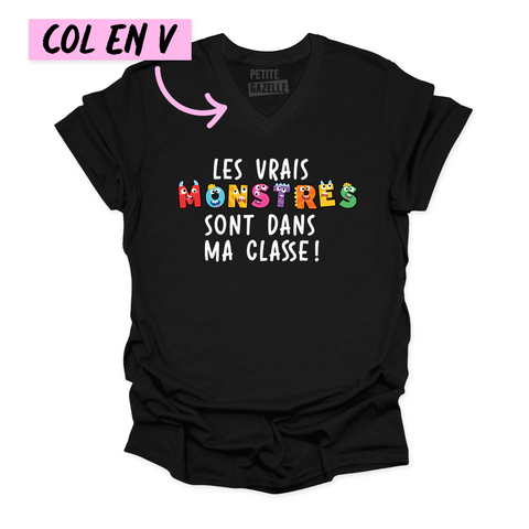 TSHIRT COL en V | Les vrais monstres sont dans ma classe