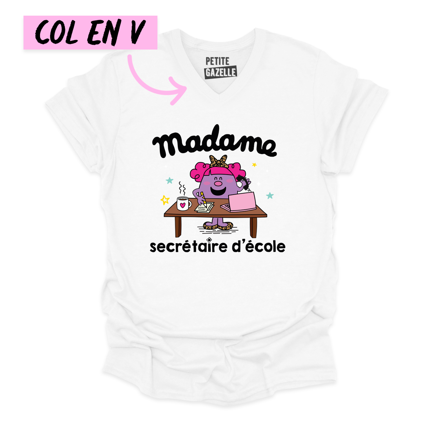 TSHIRT COL en V | Little miss secrétaire