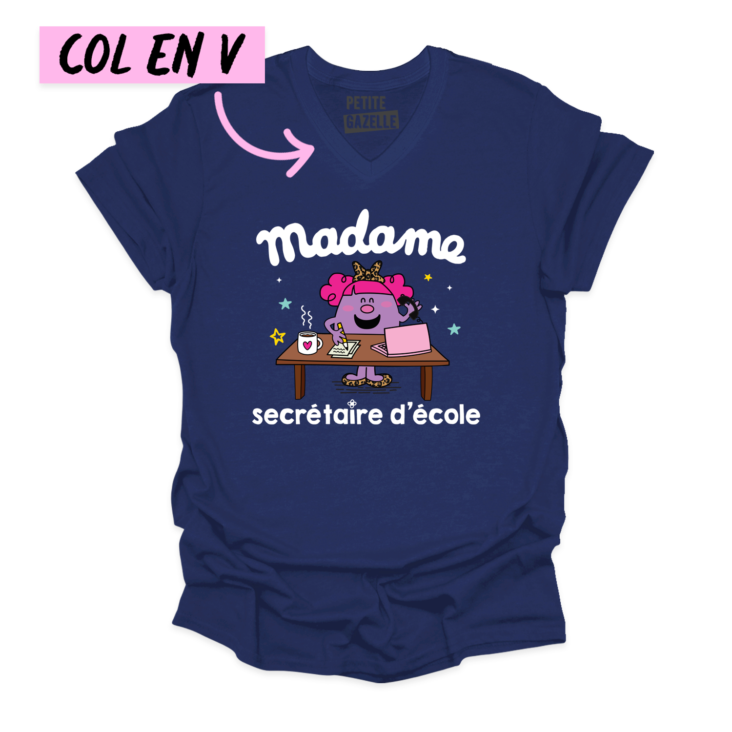 TSHIRT COL en V | Little miss secrétaire