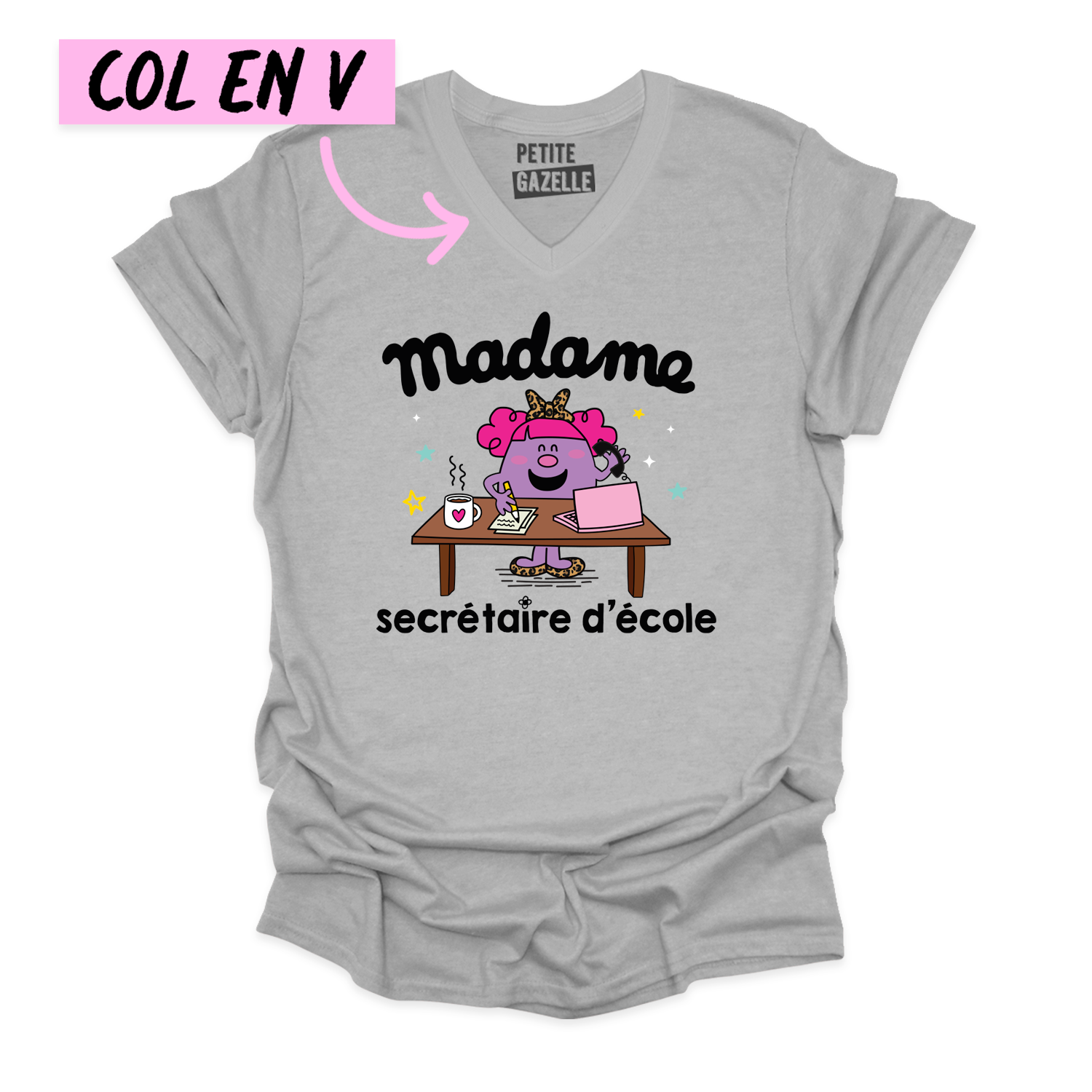 TSHIRT COL en V | Little miss secrétaire