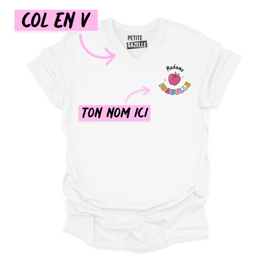 TSHIRT COL en V | Madame Pomme Pastel