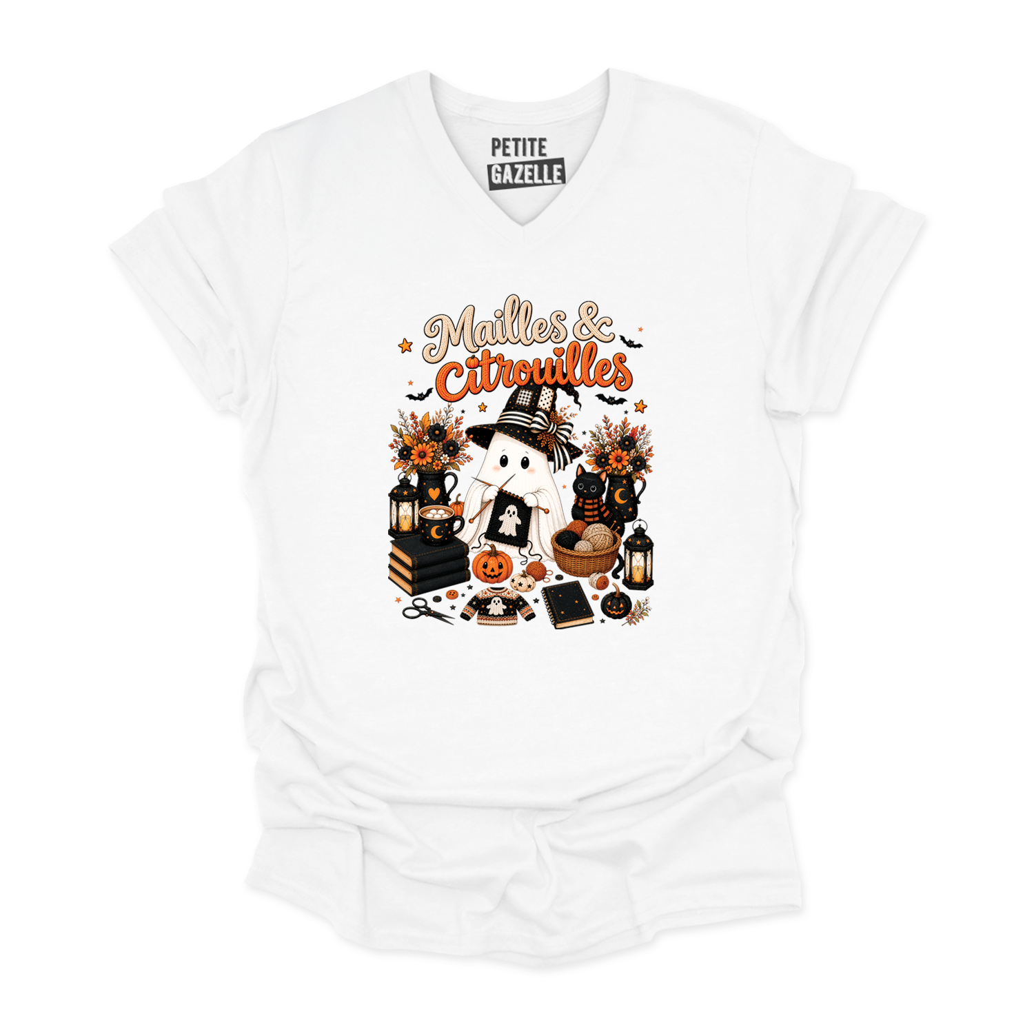 TSHIRT COL en V | Mailles & Citrouilles