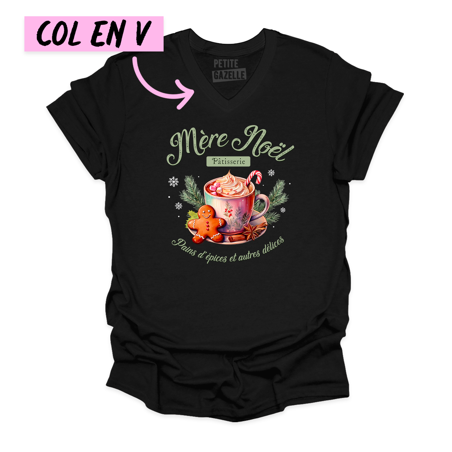 TSHIRT COL en V | Mère Noël Pâtisserie