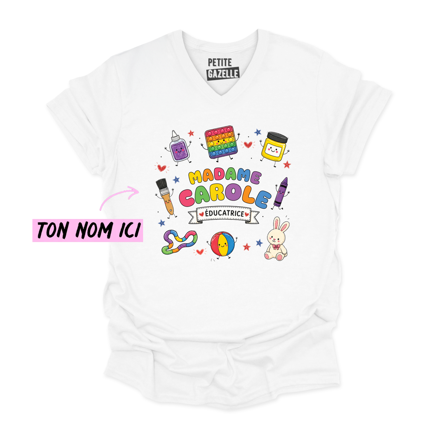 TSHIRT COL en V | Madame Éducatrice