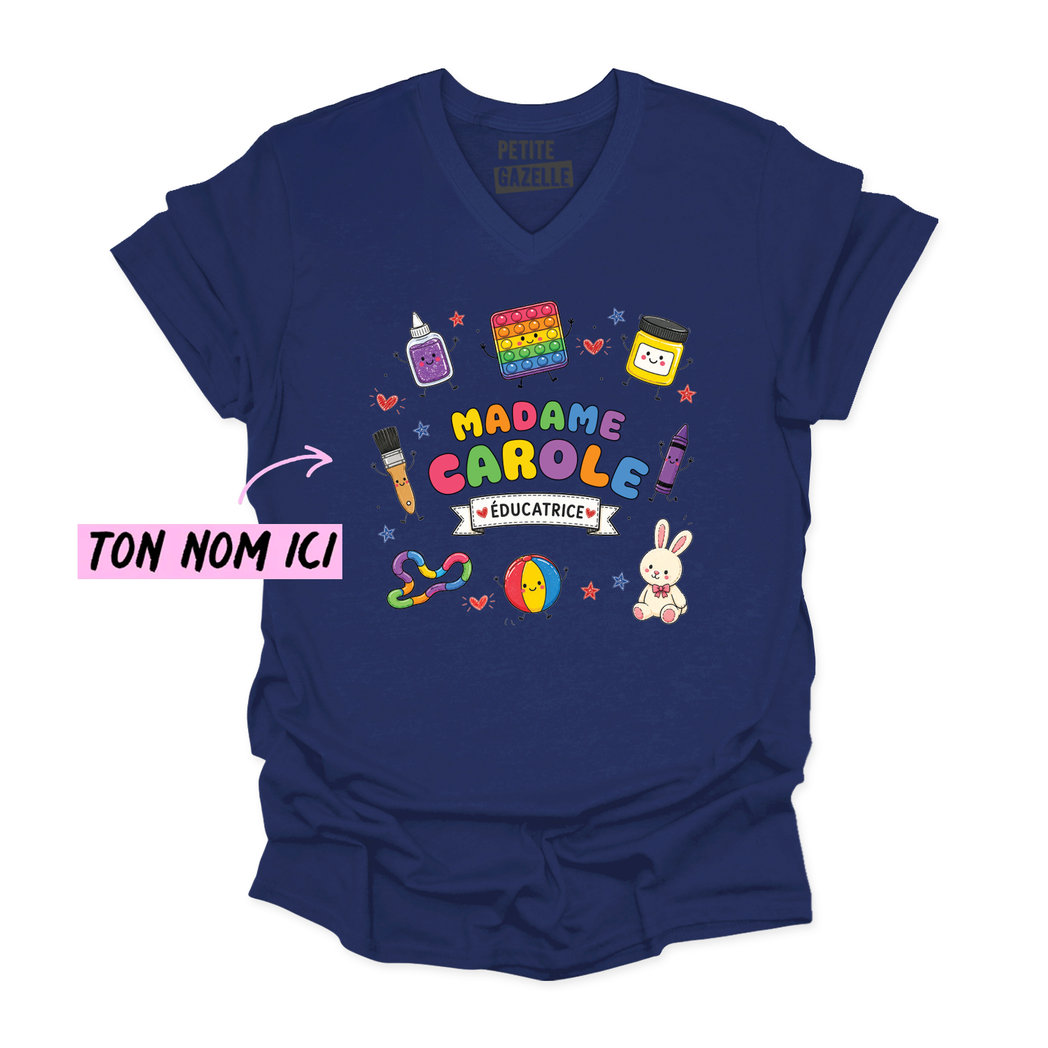 TSHIRT COL en V | Madame Éducatrice
