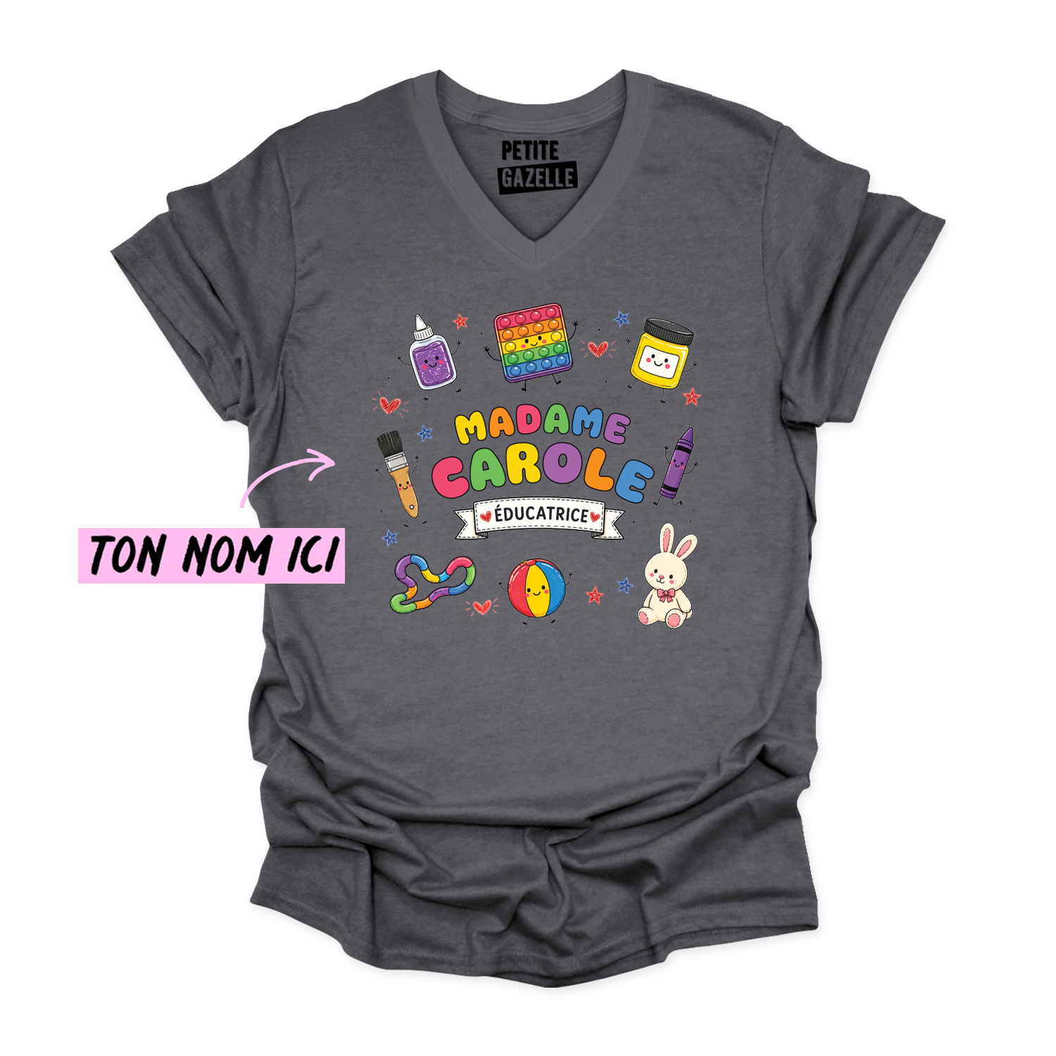 TSHIRT COL en V | Madame Éducatrice
