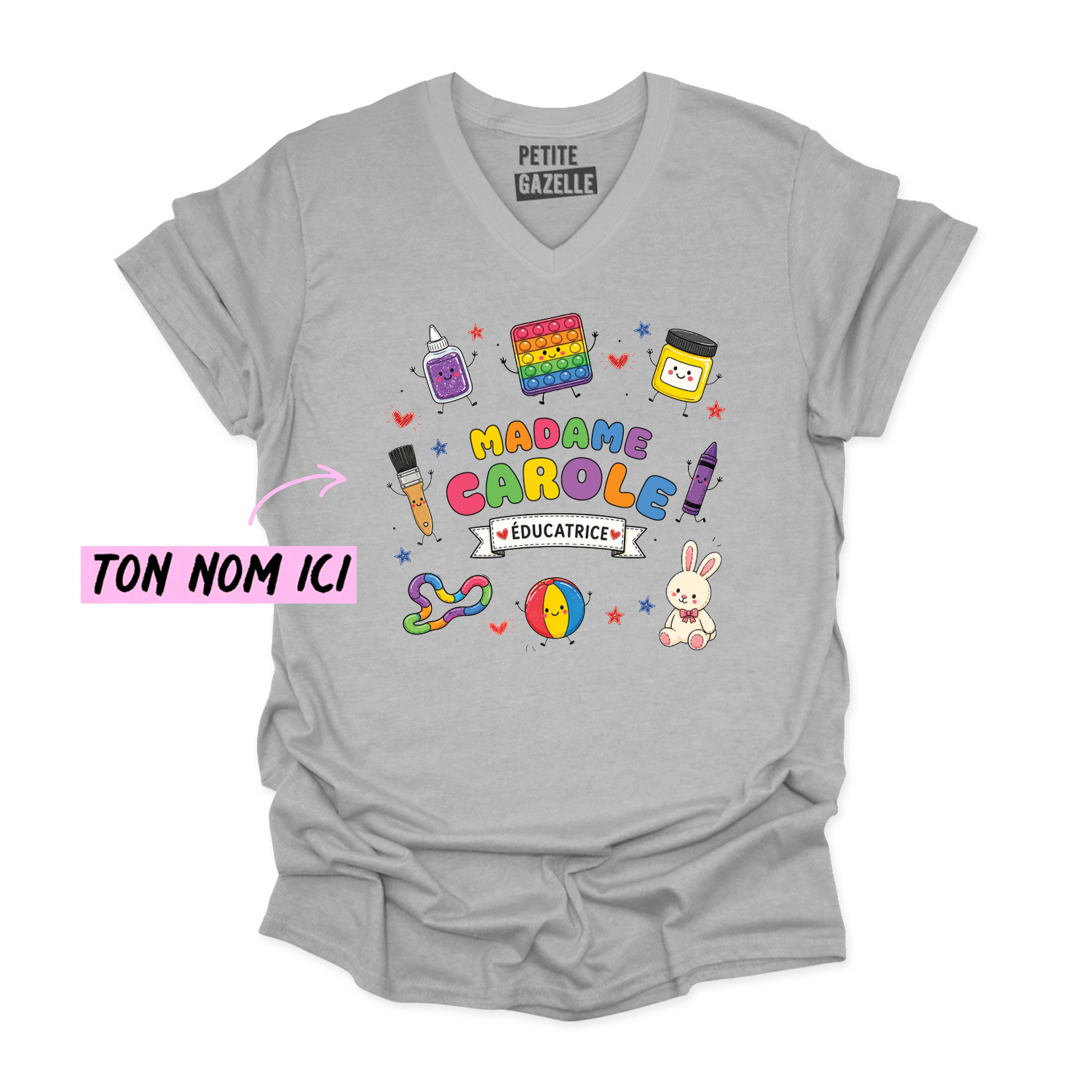 TSHIRT COL en V | Madame Éducatrice