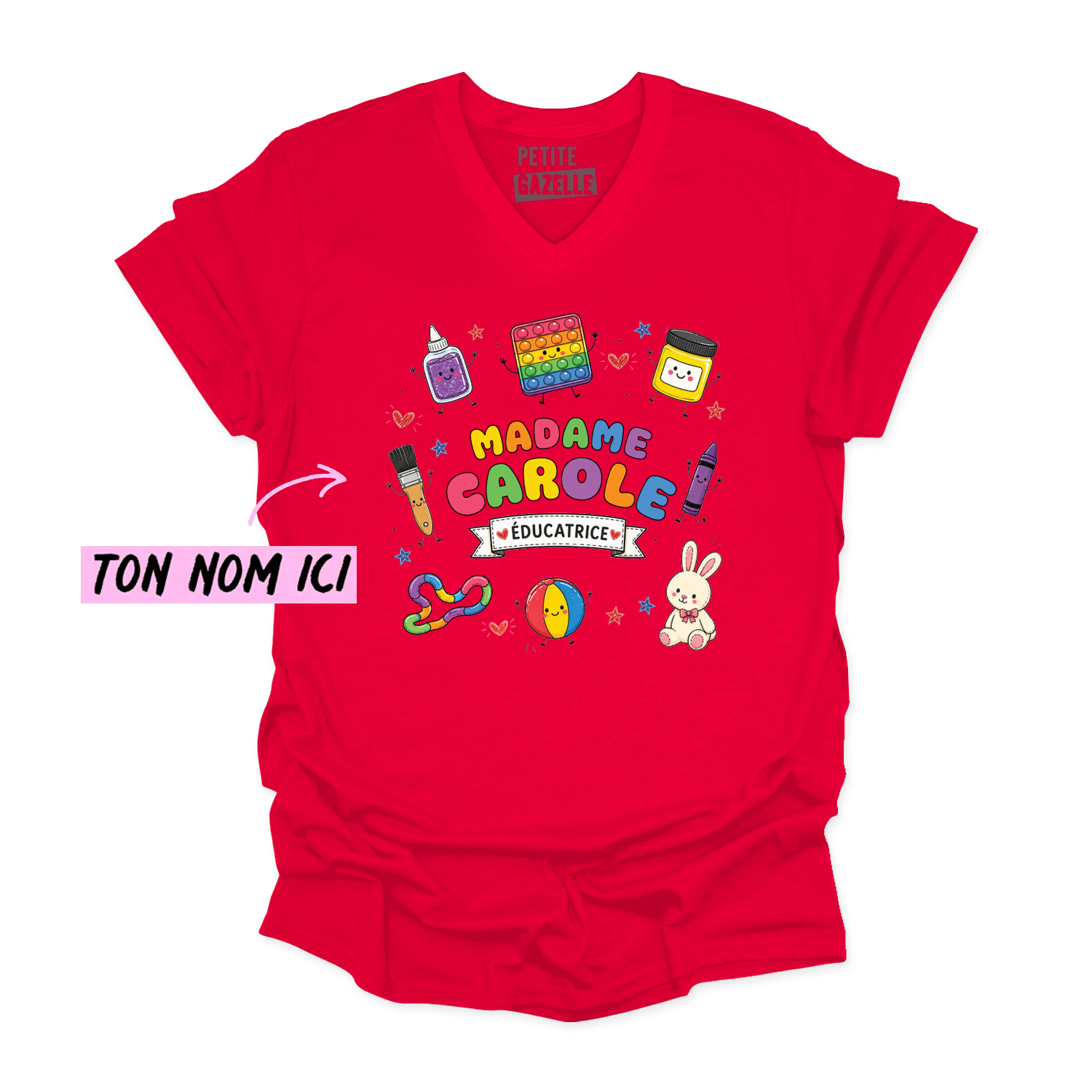 TSHIRT COL en V | Madame Éducatrice