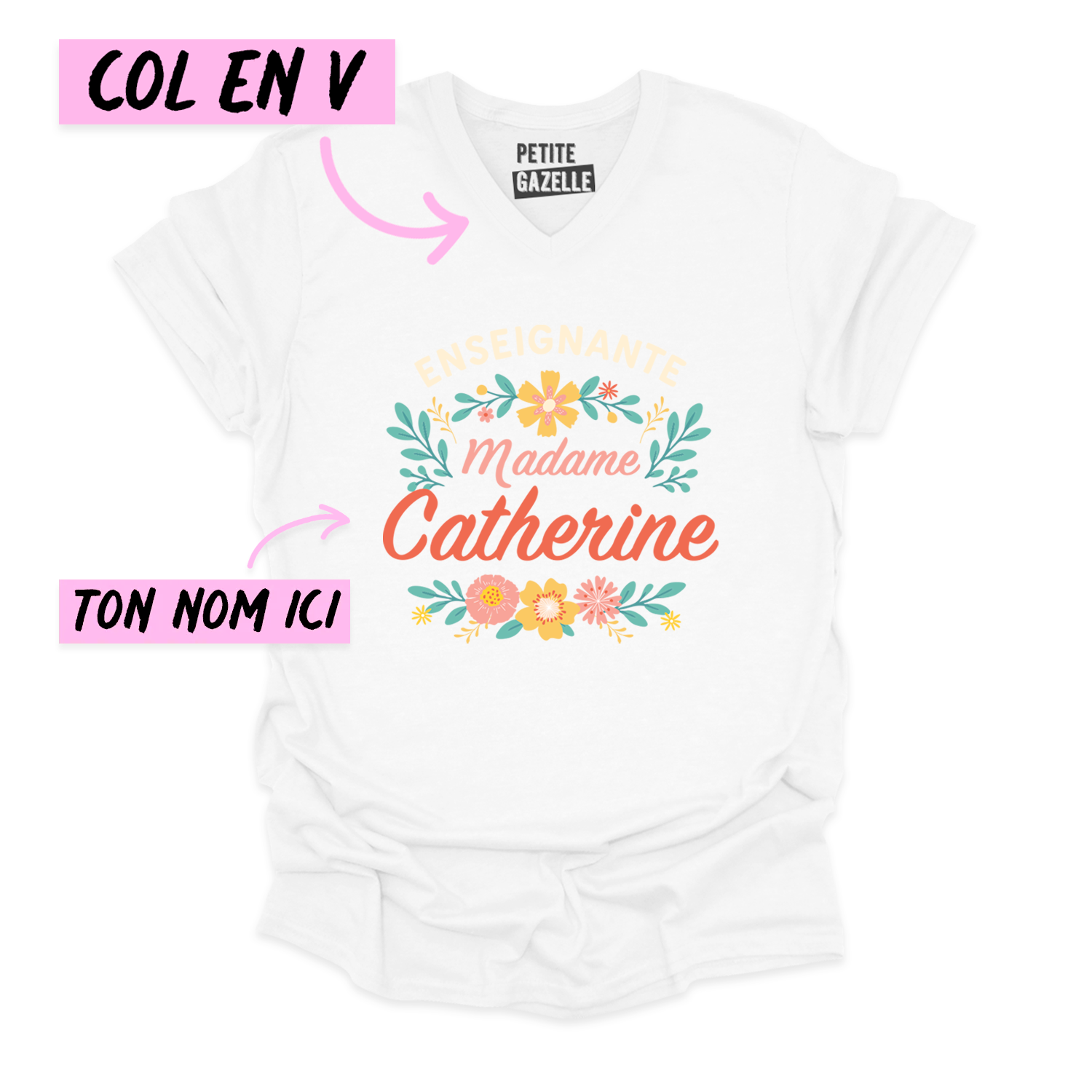 TSHIRT COL en V | Madame Fleurs