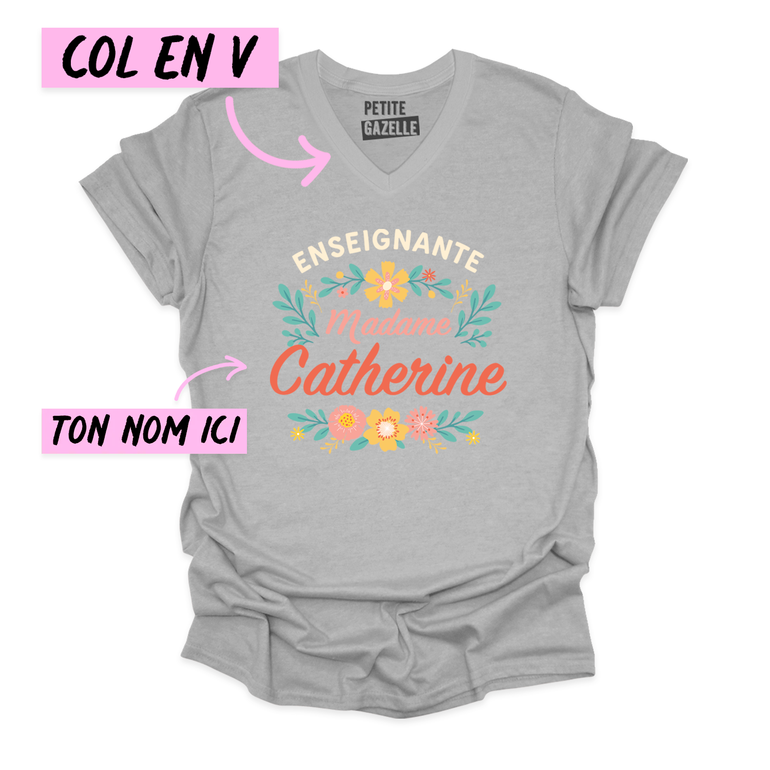 TSHIRT COL en V | Madame Fleurs