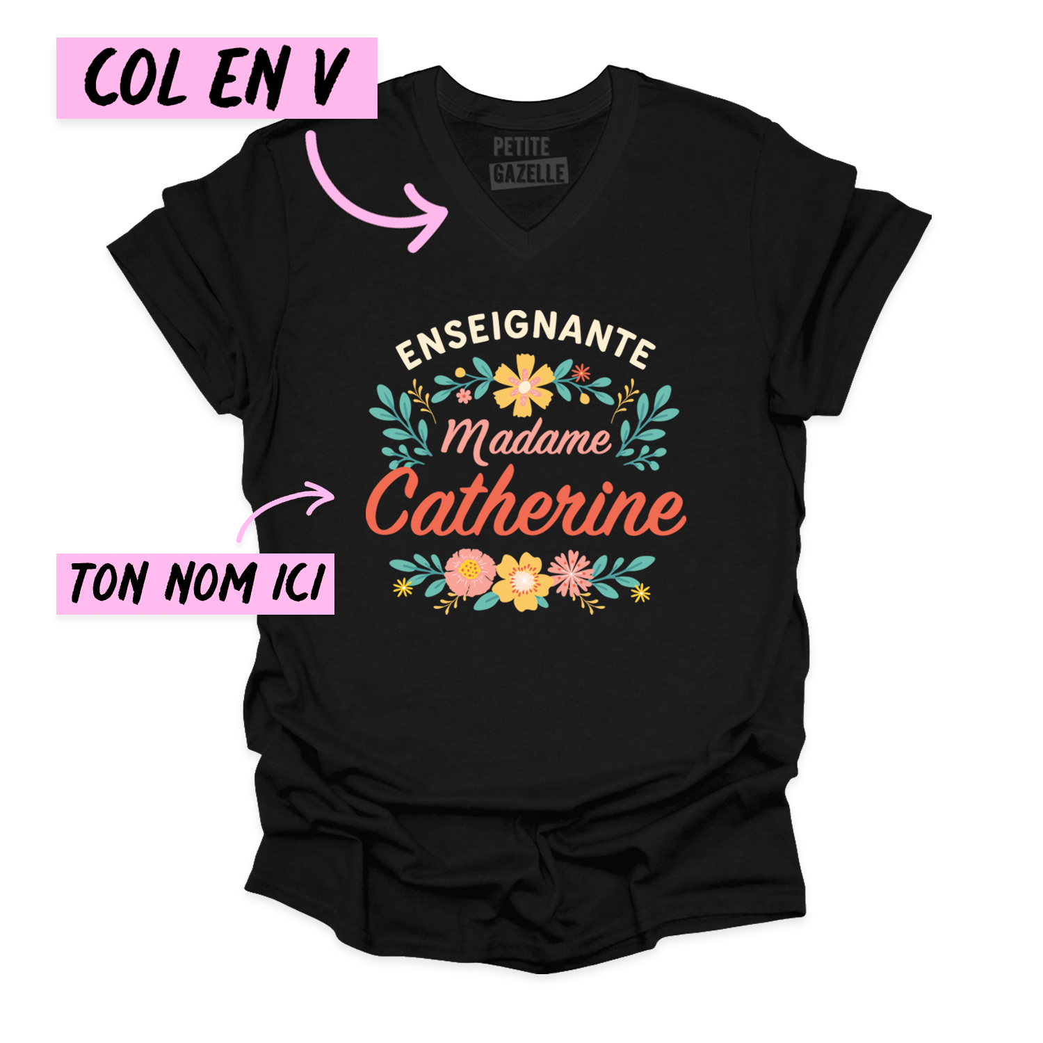 TSHIRT COL en V | Madame Fleurs