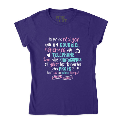 XXL - T-shirt Ajusté Raisin - Secrétaire d'école, je peux rédiger un courriel...