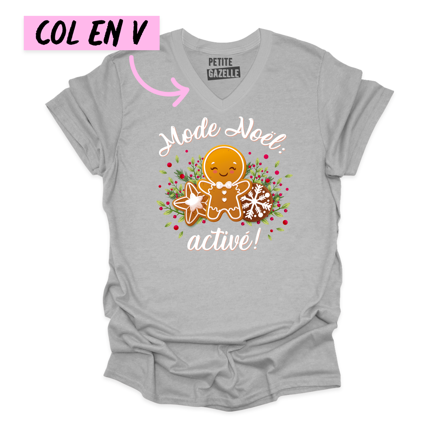 TSHIRT COL en V | Mode Noël : activé !