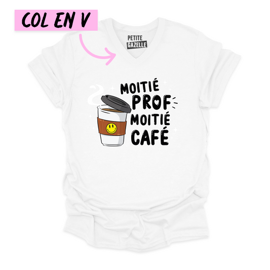 TSHIRT COL en V | Moitié prof, moitié café