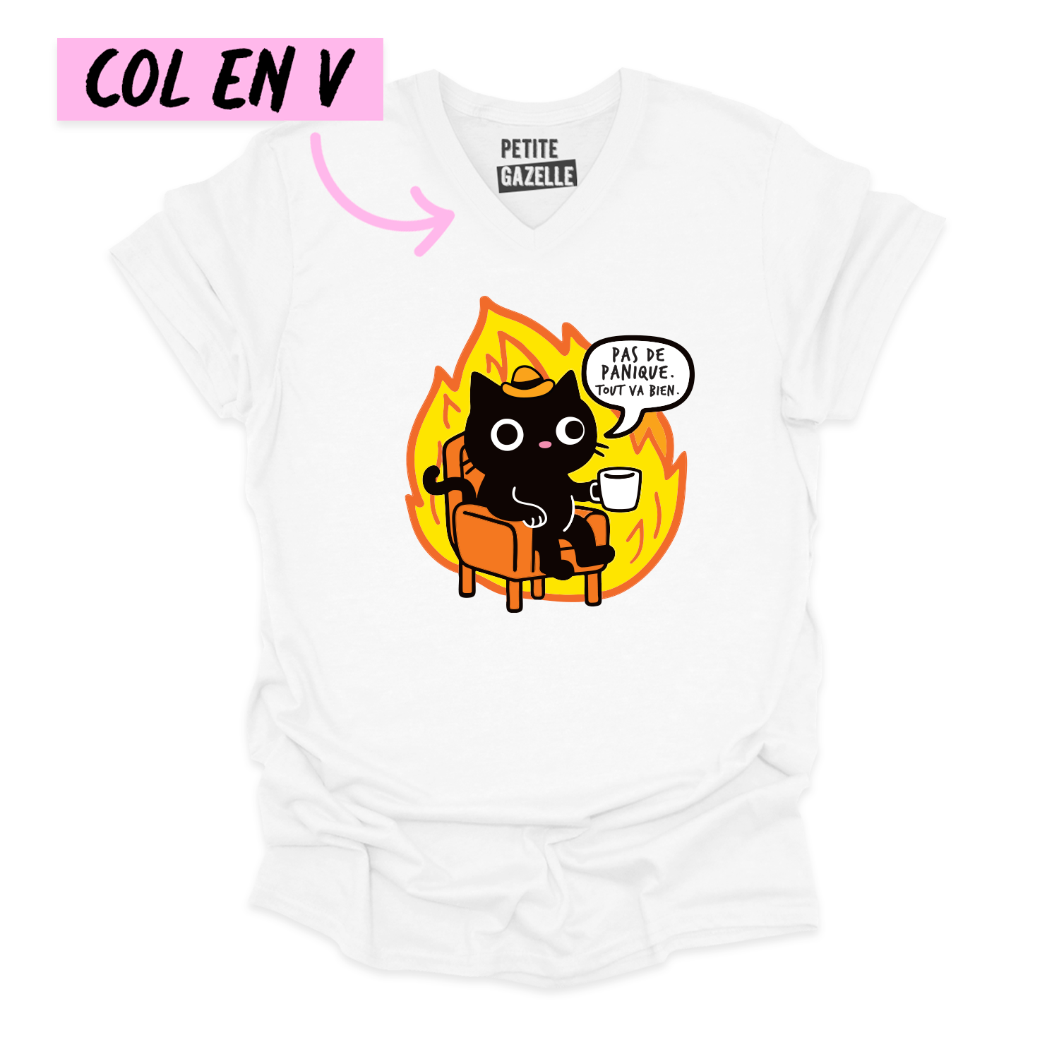 TSHIRT COL en V | Pas de panique, tout va bien.